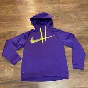 Nike uni-sex purple and neon yellow sweatshirt size medium